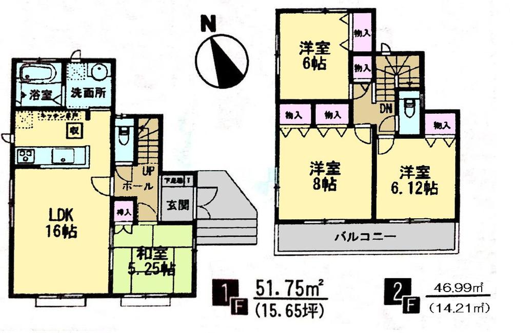 Floor plan. (X Building), Price 36,800,000 yen, 4LDK, Land area 153.13 sq m , Building area 98.74 sq m