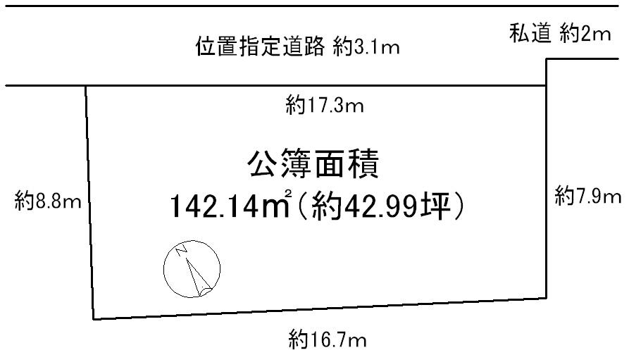 Compartment figure. Land price 10.5 million yen, Land area 142.14 sq m