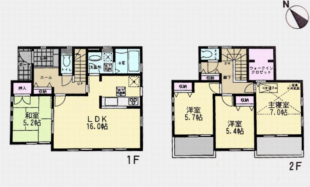 Floor plan. 42,800,000 yen, 4LDK + S (storeroom), Land area 120 sq m , Building area 102.88 sq m face-to-face counter kitchen adopted