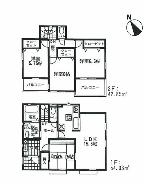Floor plan. (1 Building), Price 22,800,000 yen, 4LDK, Land area 120.18 sq m , Building area 96.88 sq m