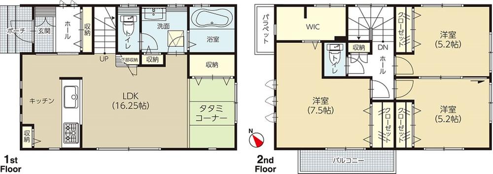 Floor plan. (Building 2), Price 25,800,000 yen, 3LDK, Land area 142.87 sq m , Building area 88.59 sq m