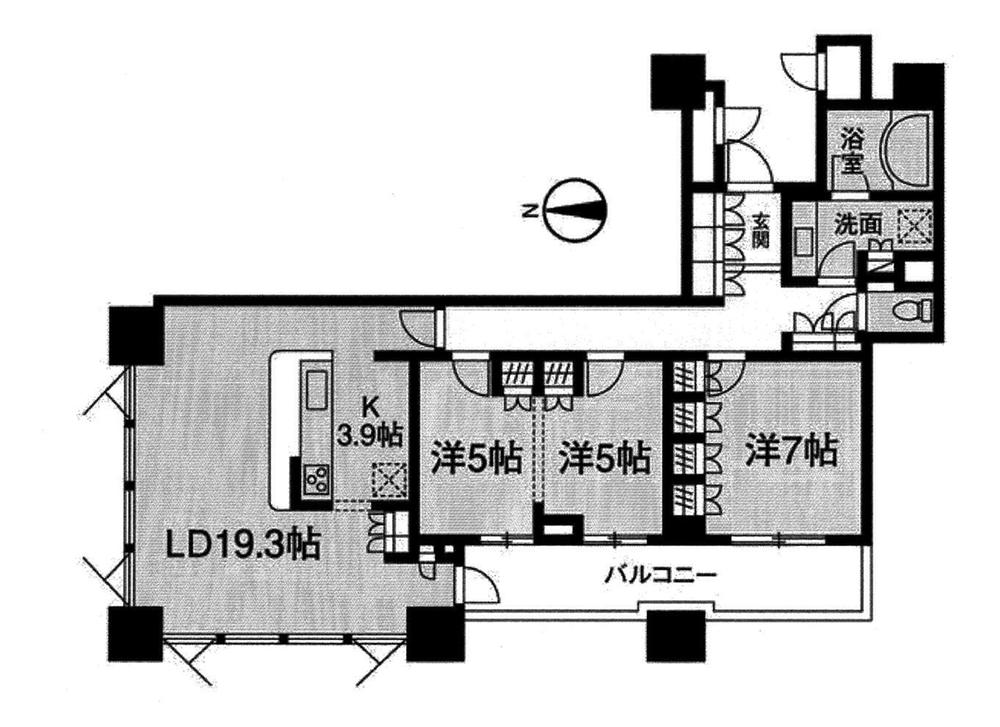 Floor plan. 3LDK, Price 43 million yen, Occupied area 95.28 sq m , Balcony area 11.54 sq m