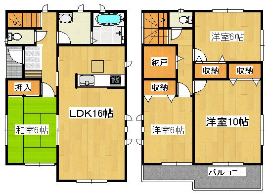 Floor plan. (1 Building), Price 34,300,000 yen, 4LDK+S, Land area 143.61 sq m , Building area 105.99 sq m