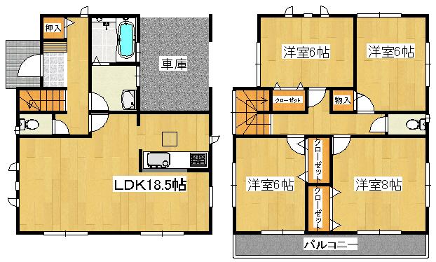 Floor plan. (3 Building), Price 30,800,000 yen, 4LDK, Land area 126.25 sq m , Building area 114.26 sq m