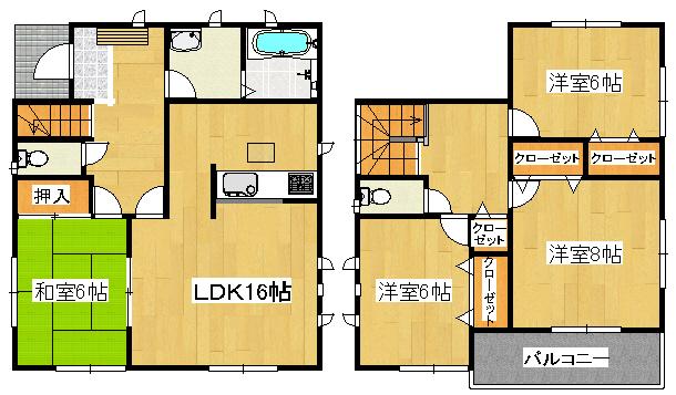 Floor plan. (4 Building), Price 30,800,000 yen, 4LDK, Land area 126.55 sq m , Building area 105.98 sq m