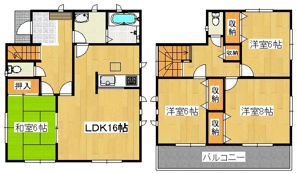 Floor plan. (Building 2), Price 29.4 million yen, 4LDK, Land area 125.16 sq m , Building area 105.15 sq m