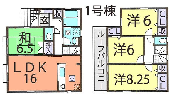 Floor plan. (1 Building), Price 20,900,000 yen, 4LDK, Land area 154.04 sq m , Building area 99.36 sq m