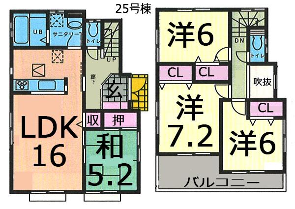 Floor plan. (25 Building), Price 26,800,000 yen, 4LDK, Land area 132.72 sq m , Building area 96.88 sq m