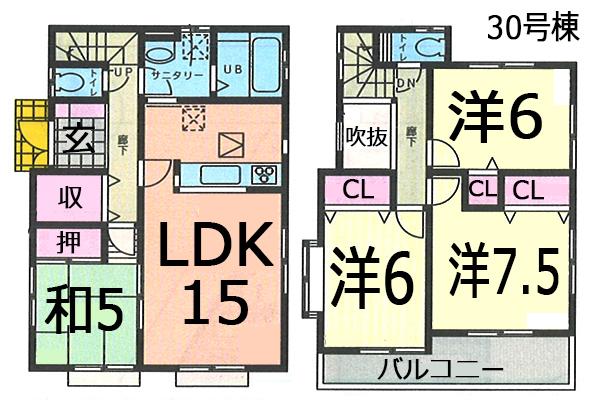 Floor plan. (30 Building), Price 25,800,000 yen, 4LDK, Land area 133.06 sq m , Building area 96.88 sq m