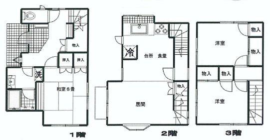 Floor plan. 16.8 million yen, 3LDK, Land area 90.45 sq m , Building area 84.86 sq m   ◆ Misawa Homes construction! Three-story is 3LDK.