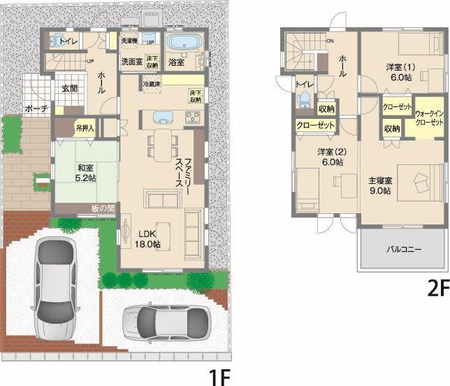 Floor plan. (Building 2), Price 41,800,000 yen, 4LDK, Land area 138.04 sq m , Building area 110.13 sq m