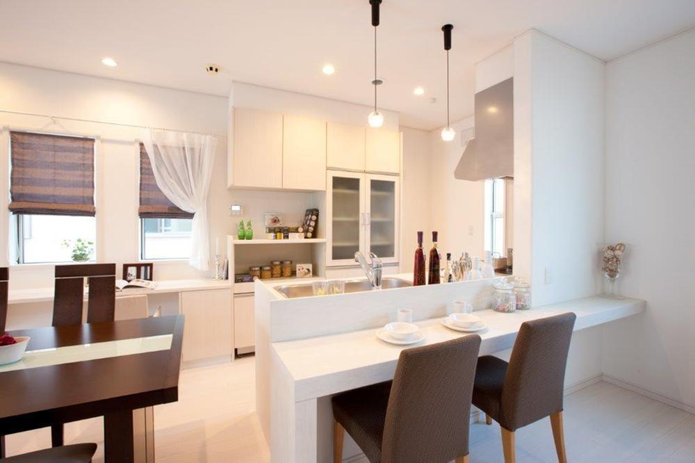 Living. Overlooking the counter kitchen