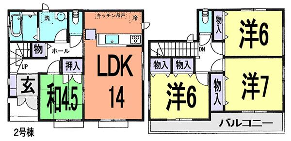 Floor plan. (Building 2), Price 25,800,000 yen, 4LDK, Land area 110.13 sq m , Building area 94.39 sq m