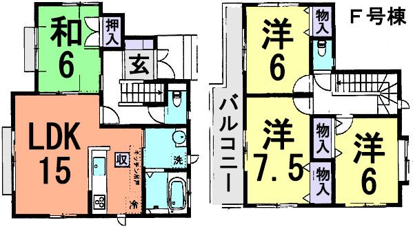 Floor plan. 32,800,000 yen, 4LDK, Land area 158.06 sq m , Building area 97.7 sq m
