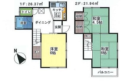 Floor plan. 4.9 million yen, 3DK, Land area 62.88 sq m , Building area 48.31 sq m Shinpuruizubesuto Floor plan of 3DK