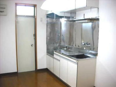 Kitchen. There is a back door