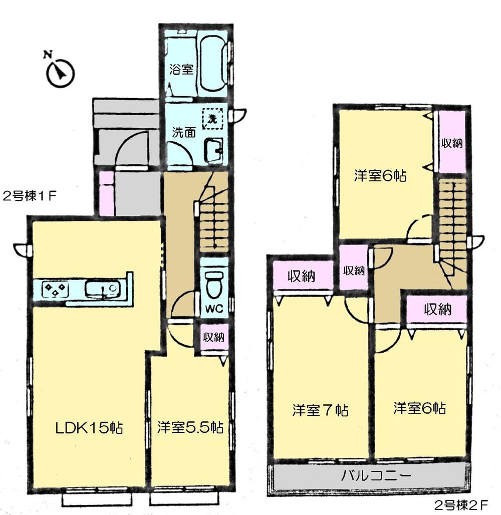 Floor plan. (Building 2), Price 18,800,000 yen, 4LDK, Land area 157.45 sq m , Building area 96.05 sq m