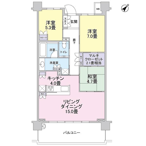 Floor plan. 3LDK, Price 37,800,000 yen, Occupied area 84.12 sq m , Balcony area 16.12 sq m