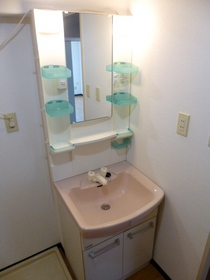 Washroom. Bathroom vanity ☆ Washing machine in the room