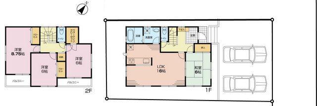 Floor plan. (Building 2), Price 29,800,000 yen, 4LDK, Land area 148.76 sq m , Building area 103.92 sq m