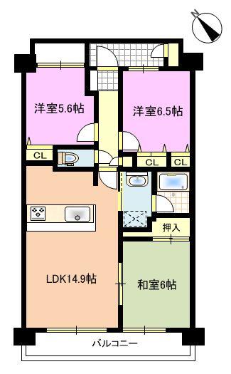 Floor plan. 3LDK, Price 22,800,000 yen, Footprint 71 sq m , Balcony area 12.16 sq m ◆ In bright southwestward dwelling unit, Day is very good.