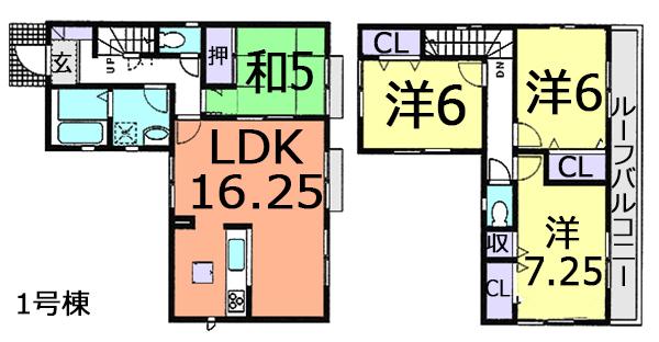 Floor plan. (1 Building), Price 25,800,000 yen, 4LDK, Land area 162.41 sq m , Building area 97.29 sq m