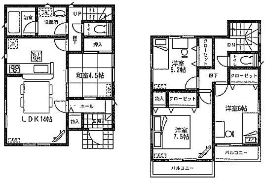 Floor plan. 24,800,000 yen, 4LDK, Land area 128.11 sq m , Building area 92.34 sq m