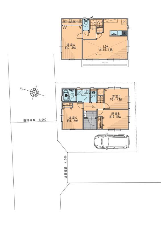 Floor plan. (Limited Building 1), Price 30,017,000 yen, 4LDK, Land area 93.95 sq m , Building area 90.75 sq m