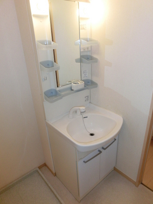 Washroom. Glad shower dresser in a busy morning