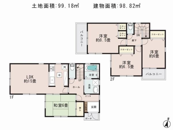 Floor plan. 22,800,000 yen, 4LDK, Land area 99.18 sq m , Building area 98.82 sq m