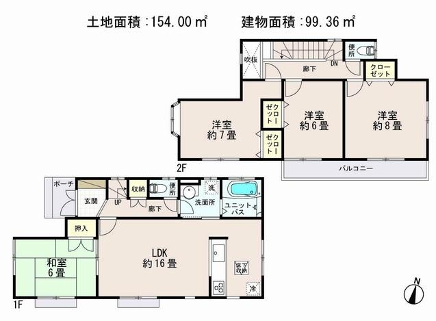 Floor plan. 25,800,000 yen, 4LDK, Land area 154 sq m , Building area 99.37 sq m