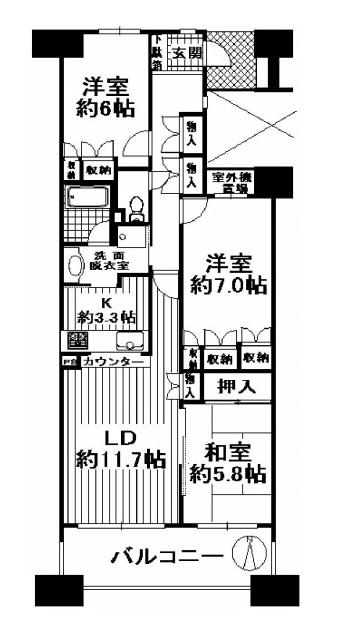 Floor plan. 3LDK, Price 20,900,000 yen, Footprint 77.8 sq m , Balcony area 12.4 sq m