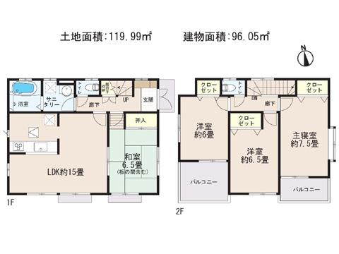 Floor plan. 25,800,000 yen, 4LDK, Land area 119.99 sq m , Building area 96.05 sq m