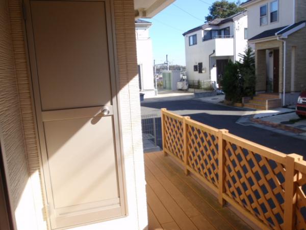 Balcony. There is also a wood deck.