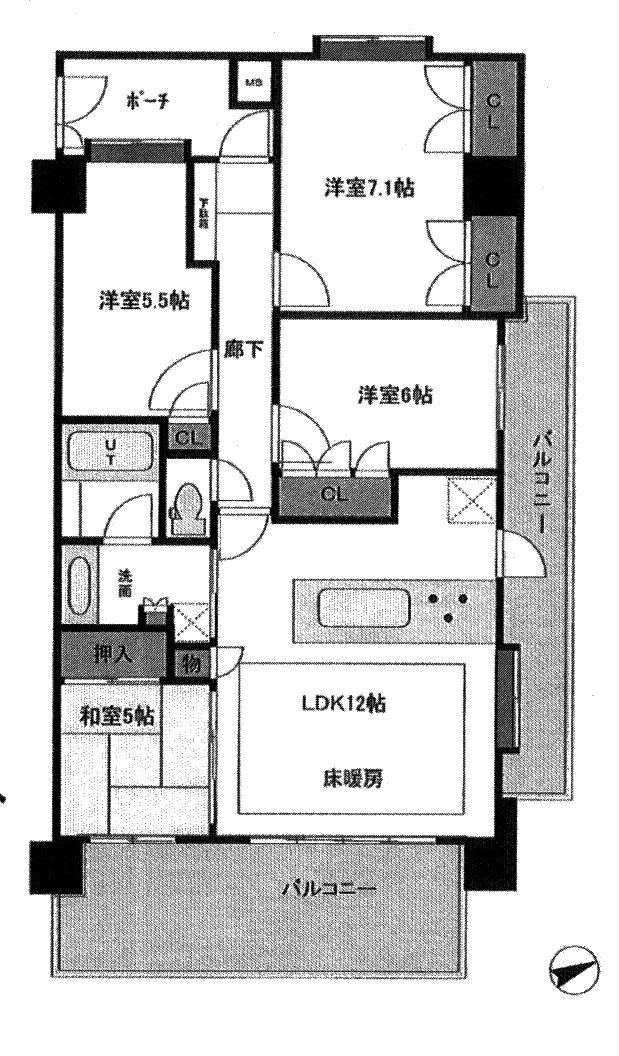 Floor plan. 4LDK, Price 17.8 million yen, Occupied area 86.39 sq m , Balcony area 23.22 sq m
