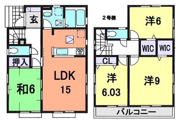 Floor plan. (Building 2), Price 19,800,000 yen, 4LDK, Land area 127.73 sq m , Building area 99.78 sq m