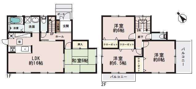 Floor plan. 34,800,000 yen, 4LDK, Land area 183.35 sq m , Building area 98.82 sq m   ◆ There is a whole room 6 Pledge or more and clear.