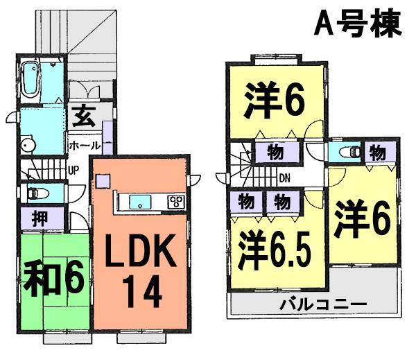Floor plan. (A Building), Price 25,800,000 yen, 4LDK, Land area 115.85 sq m , Building area 93.15 sq m