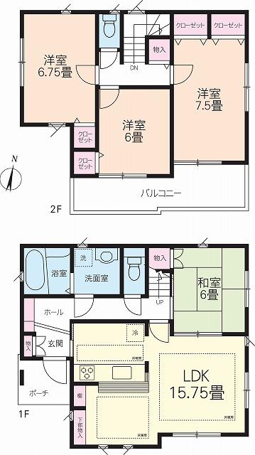 Floor plan. 24,800,000 yen, 4LDK, Land area 142.82 sq m , Building area 96.25 sq m