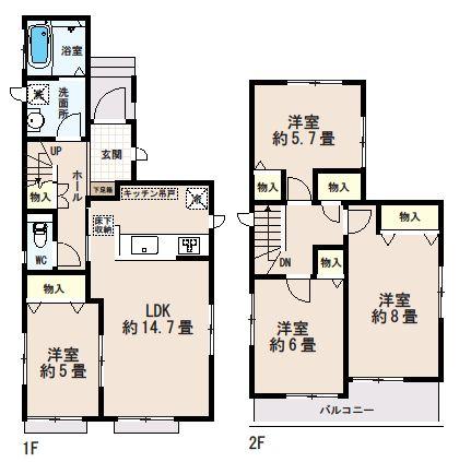 Floor plan. (A Building), Price 25,800,000 yen, 4LDK, Land area 127.7 sq m , Building area 93.98 sq m