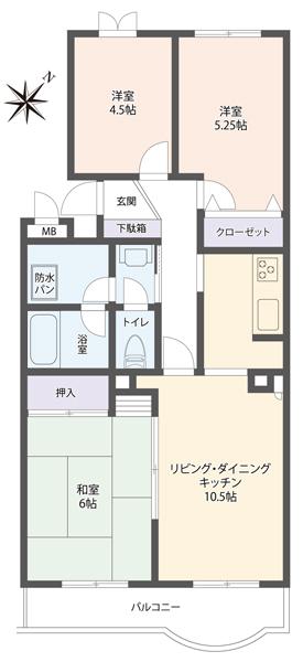 Floor plan. 3LDK, Price 9.6 million yen, Footprint 62.8 sq m , Balcony area 5.48 sq m indoor (October 2013) Shooting