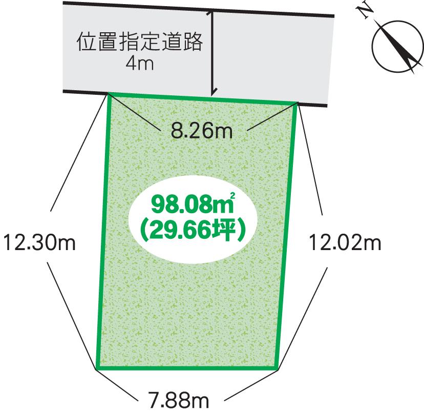 Compartment figure. Land price 14.5 million yen, Land area 98.08 sq m