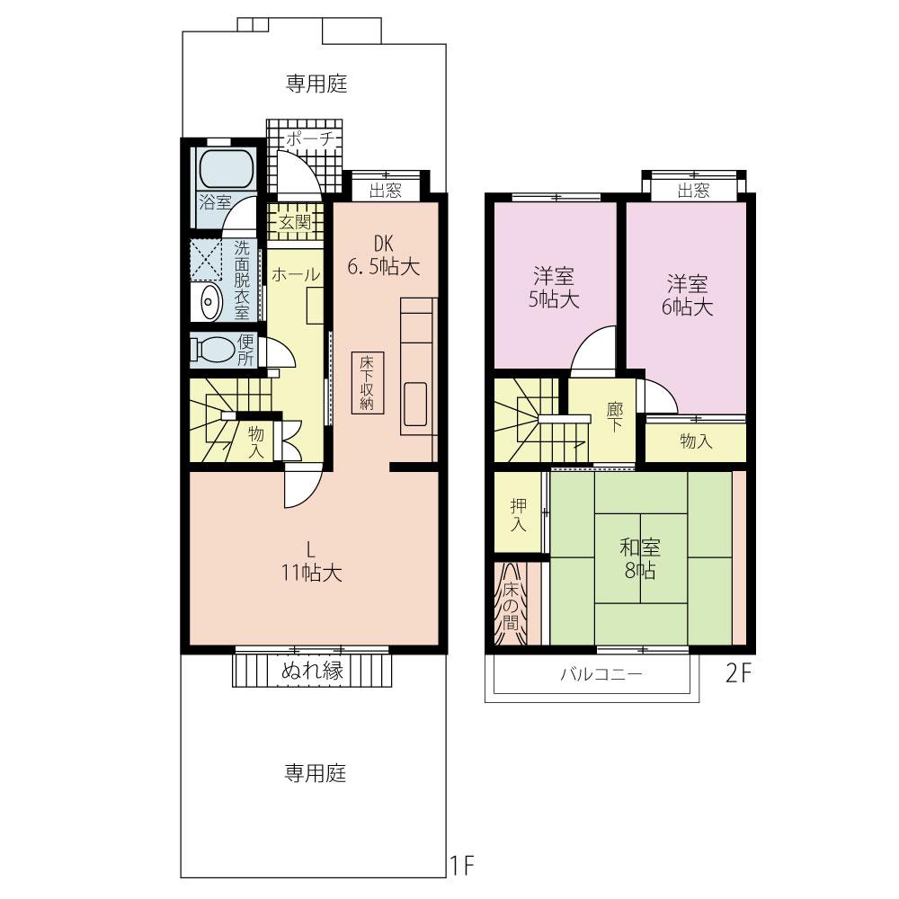 Floor plan. 3LDK, Price 8.9 million yen, Occupied area 91.17 sq m , Balcony area 3.9 sq m   ◆ In the town house of the detached sense, It is spacious 3LDK private garden