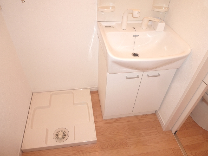 Washroom. Washing machine in the room