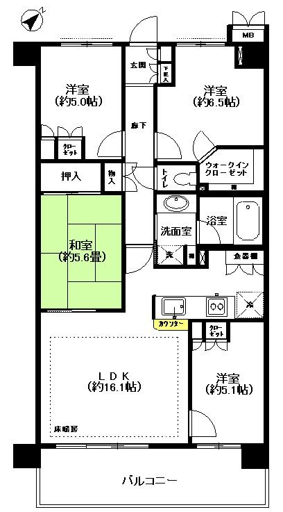 Floor plan. 4LDK, Price 18.9 million yen, Occupied area 82.88 sq m , Balcony area 12.33 sq m