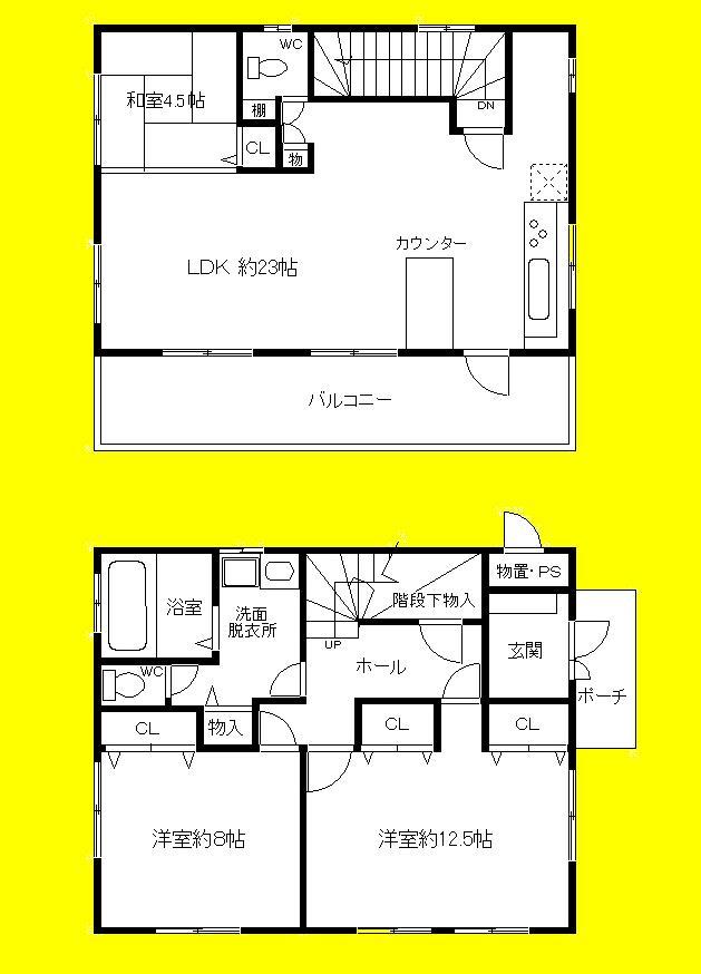 Floor plan. 34,800,000 yen, 3LDK, Land area 293.89 sq m , Building area 122.72 sq m