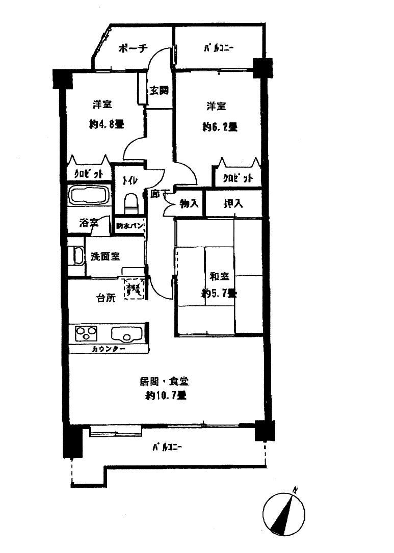Floor plan. 3LDK, Price 14.8 million yen, Footprint 70.2 sq m , Balcony area 17.19 sq m
