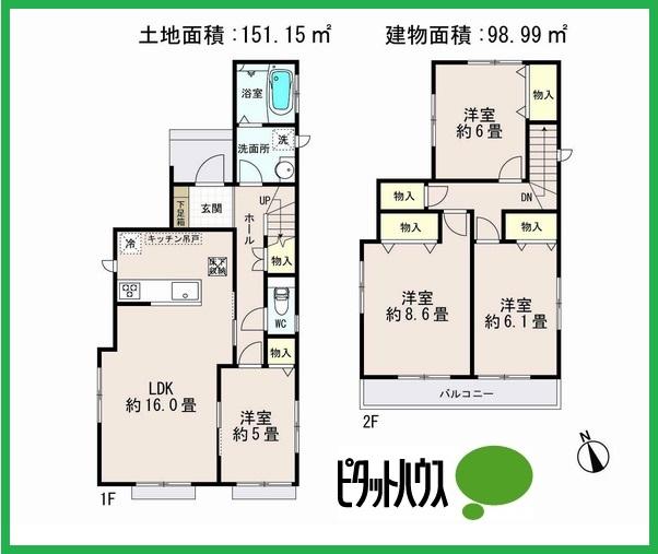 Floor plan. (B Building), Price 26,800,000 yen, 4LDK, Land area 151.15 sq m , Building area 98.99 sq m