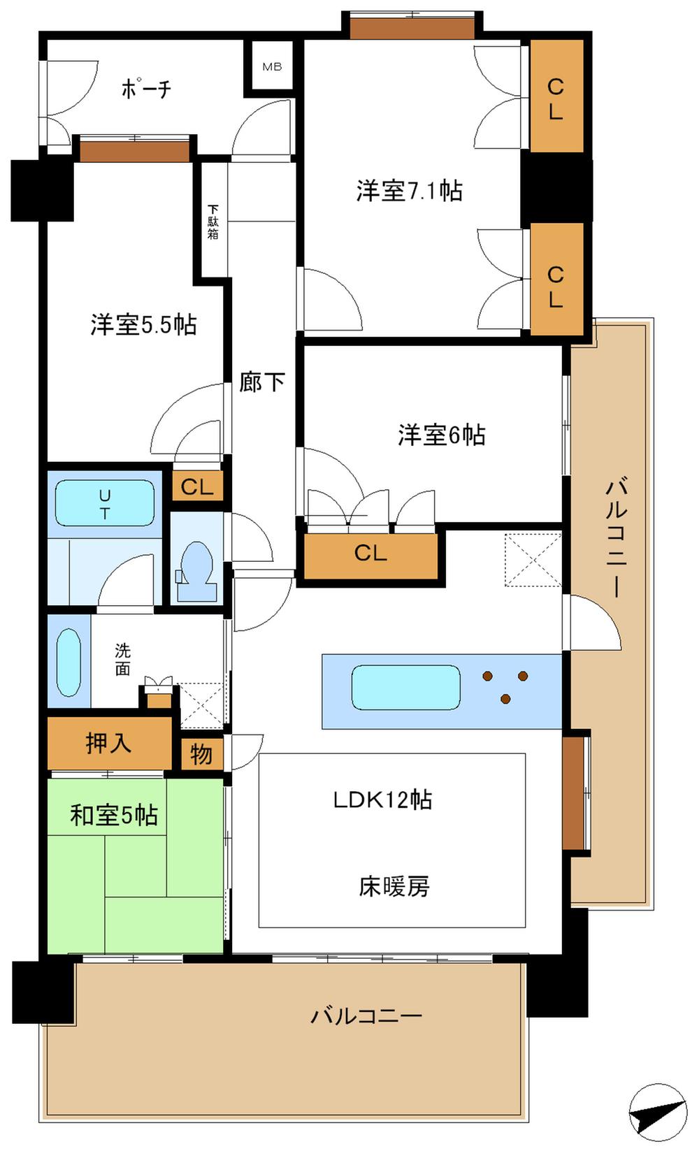 Floor plan. 4LDK, Price 18,800,000 yen, Occupied area 86.39 sq m , Balcony area 23.22 sq m