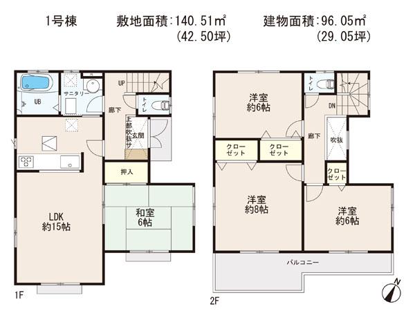 Floor plan. 25,800,000 yen, 4LDK, Land area 140.51 sq m , Building area 96.05 sq m